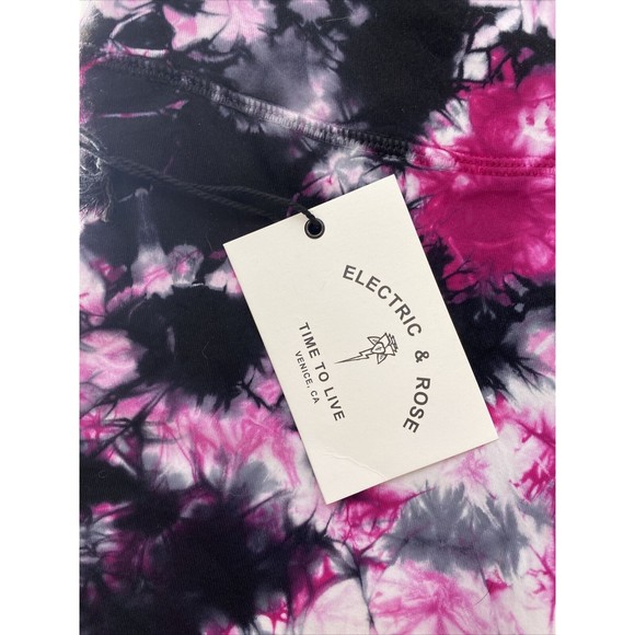 Electric & Rose Womens Bike Shorts Activewear Tie Dye Stretch Pink Black Sz S - Picture 4 of 6
